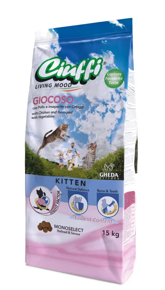 СУХОЙ КОРМ ДЛЯ КОТЯТ С КУРИЦЕЙ CIUFFI GIOCOSO (KITTEN)15KG