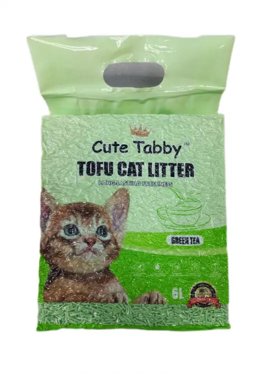 Соевый наполнитель для кошачьего туалета Tofu cat litter GREEN TEA (зеленый чай) 6l