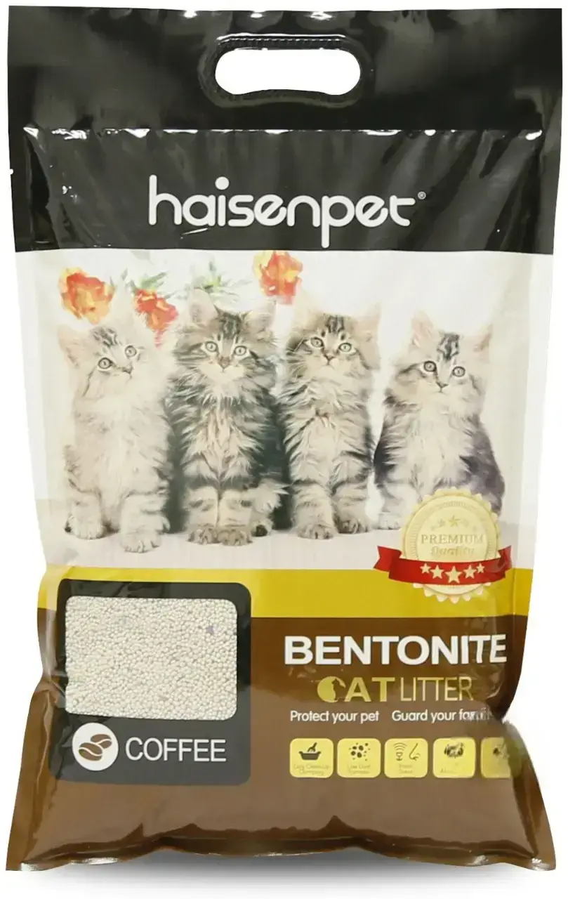 Бентонитовый наполнитель для кошачьего туалета HAISENPET Ball shape bentonite cat litter COFFEE 5L