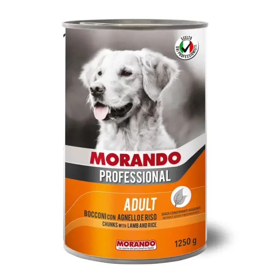 Hrană umedă pentru câini Morando Bocconcini Cane Agnello Riso (miel cu orez) 1250g