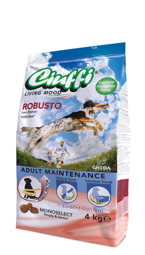 GHEDA hrana pentru caini CIUFFI ROBUSTO cu vita 4КГ