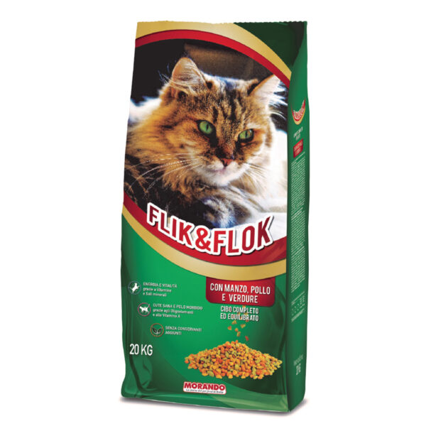 MORANDO сухой корм для кошек  FLIK & FLOK manzo pollo (говядина и курица)20 kg