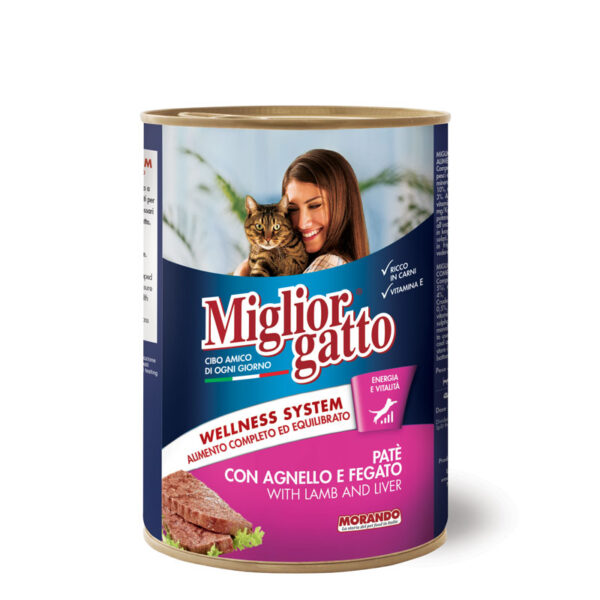 Hrană umedă pentru pisici PATE MORANDO Professional Gatto  Agnello Fegato (cu miel și ficat) 405g