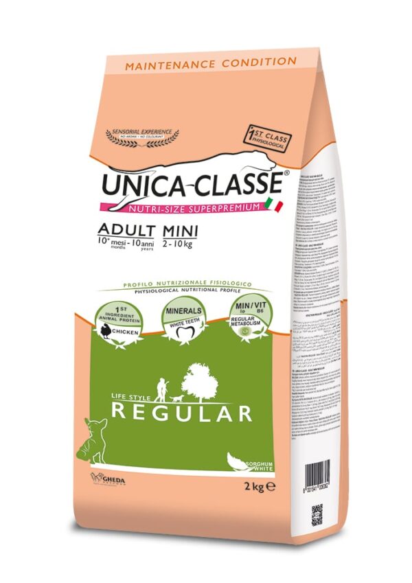Hrana pentru caini  Unica Classe Adult Mini Regular (cu carne de pui) 2 kg