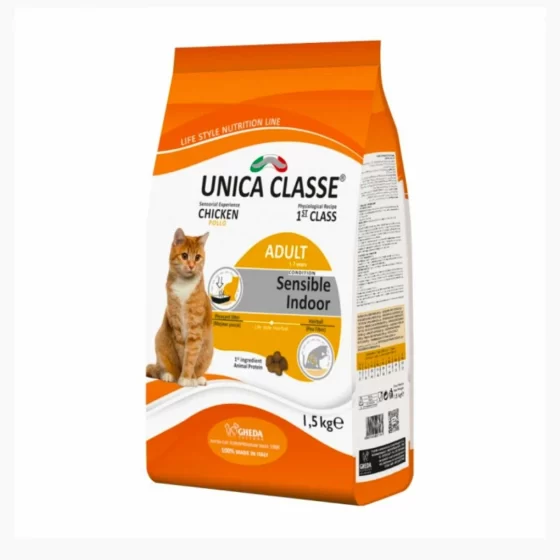 Hrană uscată pentru pisici Unica Classe Cat  Adult In-Home Luxury Hairball cu carne de pui, 1,5 kg