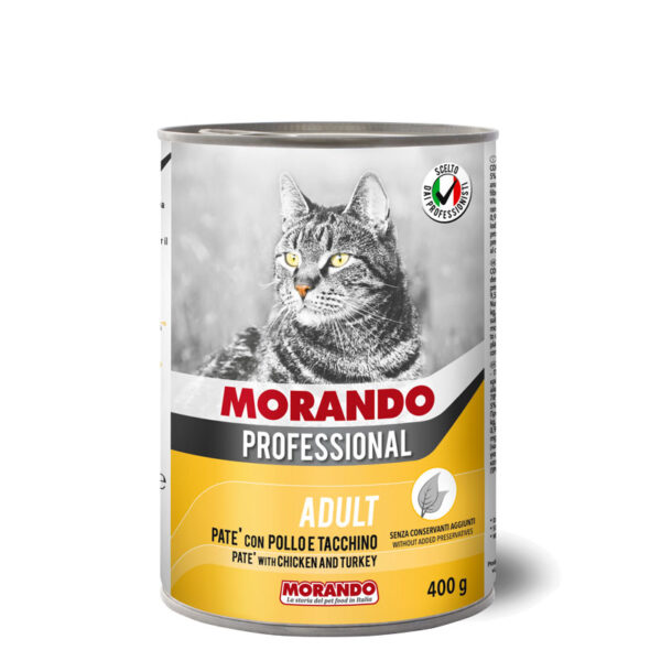 Hrană umedă pentru pisici PATE MORANDO Professional Gatto Pollo Tacchino (cu carne de pui și curcan) 405g