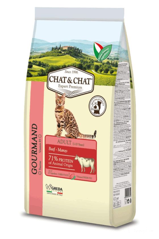 GHEDA hrana pentru pisici Chat&Chat Expert ADULT Beef (vita)14kg