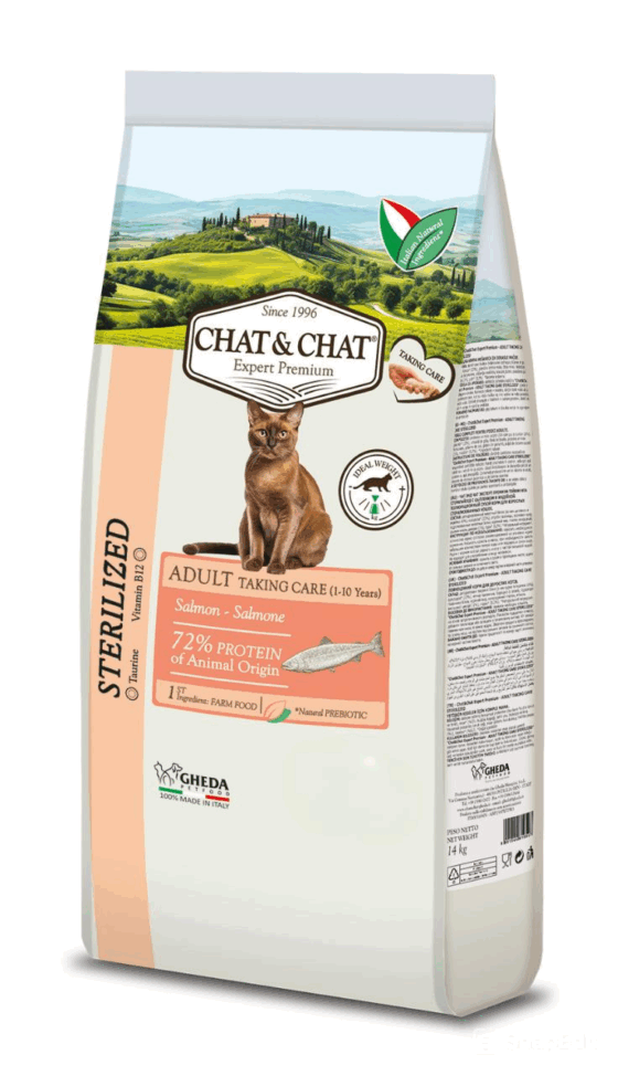GHEDA hrana pentru pisici  Chat&Chat Expert Adult Sterilizat cu Salmon 14kg