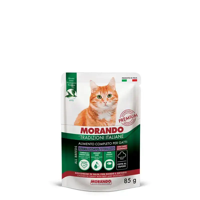 Hrană umedă pentru pisici MORANDO Gatto POUCH trad ita STERIL MNZ/ORTAG vita 85g